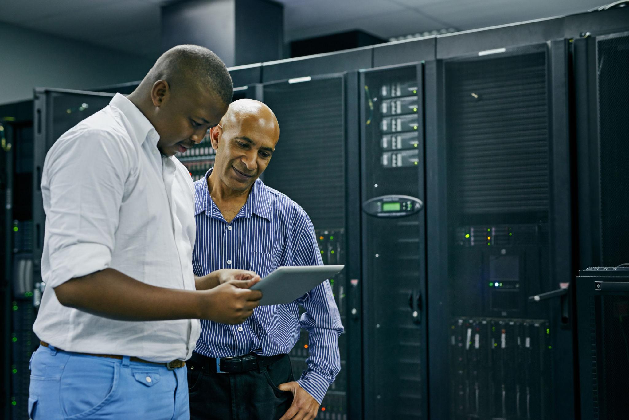 Small business IT support setup showing modern office technology and connected workstations